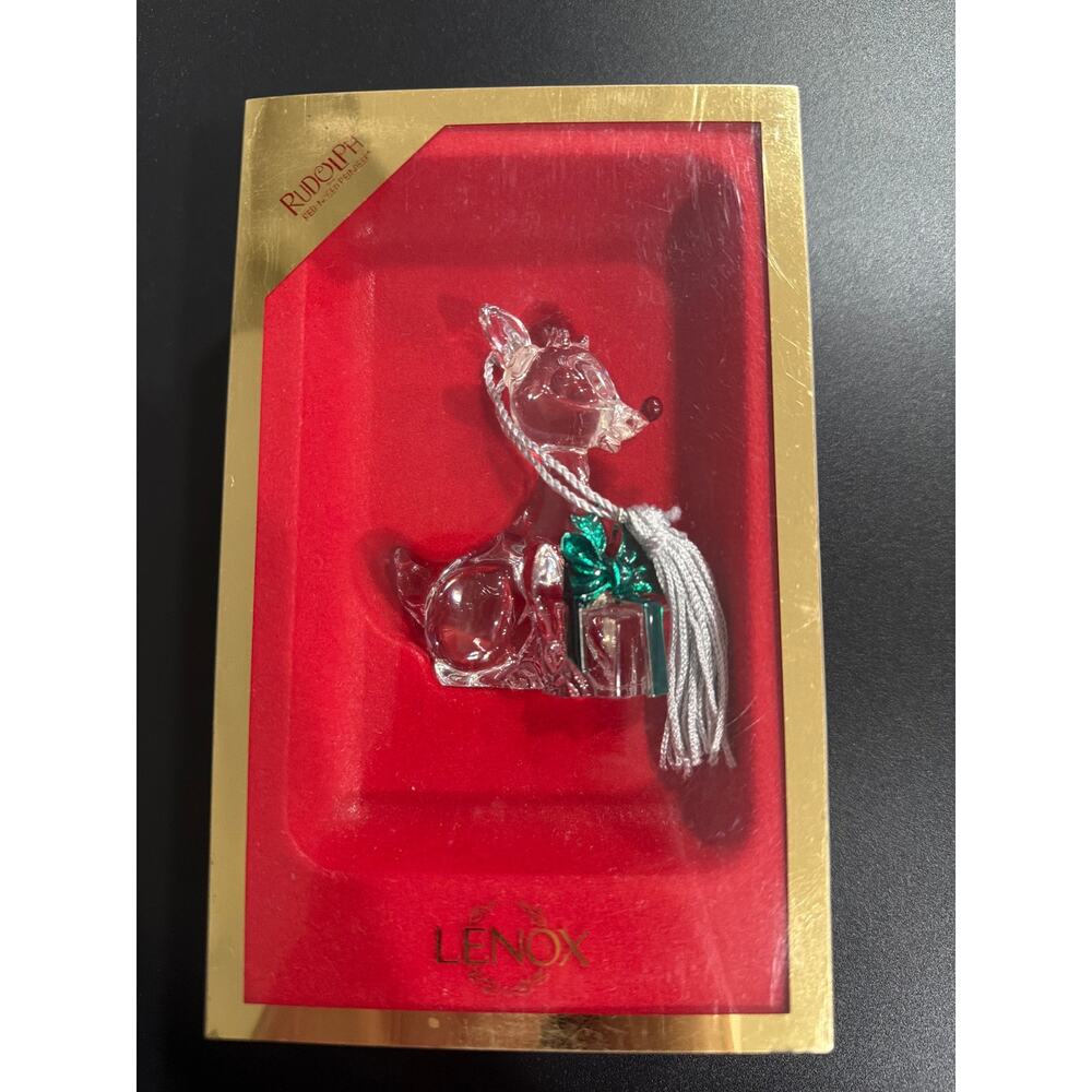 Lenox Christmas Ornament Rudolph Red-Nosed Reindeer with Gift Box
